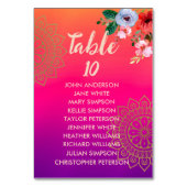明るい赤紫色ピンクオレンジパープルブライトとはっきりしたフローラ テーブルナンバー (正面)