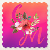 明るい赤紫色ピンクオレンジパープルブライトとはっきりしたフローラ ペーパーコースター (正面)