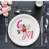 明るい赤紫色ピンクオレンジパープルブライトとはっきりしたフローラ ペーパープレート