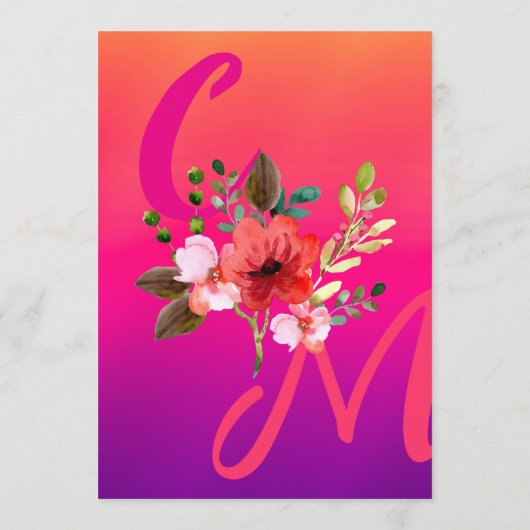 明るい赤紫色ピンクオレンジブライトはっきりしたフローラ結婚ズ メニュー (裏面)