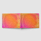 明るい赤紫色ピンクオレンジ金ゴールドインディアンマンダラ結婚ズ ゲストブック (全面)