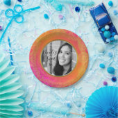 明るい赤紫色ピンクオレンジ金ゴールドマンダラ写真パーティー ペーパープレート (パーティー)