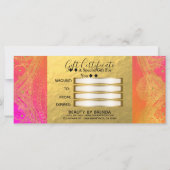 明るい赤紫色ピンクオレンジ&金ゴールドインディアンギフト証明書 (裏面)