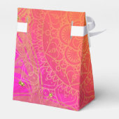 明るい赤紫色ピンクオレンジ&金ゴールドインディアンマンダラグラム フェイバーボックス (裏面サイド)