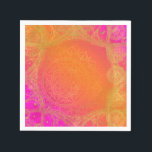 明るい赤紫色ピンクオレンジ&金ゴールドインディアンマンダラパーティー スタンダードカクテルナプキン<br><div class="desc">カスタマイズ文字一致する項目が使用可能。</div>