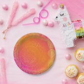 明るい赤紫色ピンクオレンジ&金ゴールドインディアンマンダラパーティー ペーパープレート (パーティー)