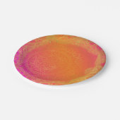 明るい赤紫色ピンクオレンジ&金ゴールドインディアンマンダラパーティー ペーパープレート (アングル)