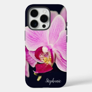 明るい赤紫色ピンクオーキッドフローラカスタム iPhone 16 PROケース