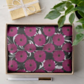 明るい赤紫色ピンクガーベラデイジーブラック/ホワイトスワールガーリー 薄葉紙 (ギフト)