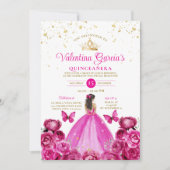 明るい赤紫色ピンクキンセアニラ15アノスクラウン誕生日 招待状 (正面)