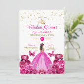 明るい赤紫色ピンクキンセアニラ15アノスクラウン誕生日 招待状 (スタンド正面)