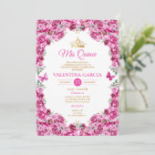 明るい赤紫色ピンクキンセアニラ15アノスフローラ金ゴールドクラウン 招待状 (スタンド正面)