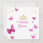 明るい赤紫色ピンクキンセアニラ15アノス金ゴールド誕生日 招待状 (裏面)