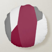 明るい赤紫色ピンクグレーと白 ラウンドクッション (裏面)
