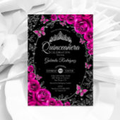 明るい赤紫色ピンクシルバーブラックキンセアニェラ 招待状