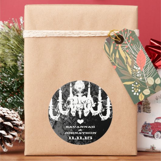 明るい赤紫色ピンクセレクトカラーヴィンテージシャンデリア ラウンドシール (クリスマス)