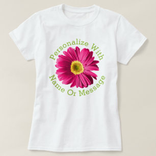 明るい赤紫色ピンクデイジー花 Tシャツ