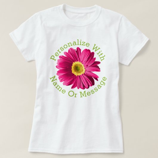 明るい赤紫色ピンクデイジー花 Tシャツ (デザイン正面)
