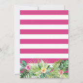 明るい赤紫色ピンクトロピカルグリーンフローラ誕生日 サンキューカード (裏面)