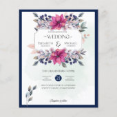 明るい赤紫色ピンクネイビーブルーフローラヴィナッツェ結婚ンス (正面)