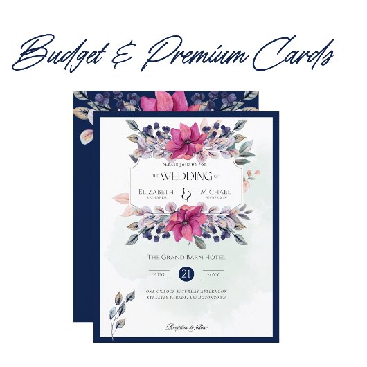 明るい赤紫色ピンクネイビーブルーフローラヴィナッツェ結婚ンス