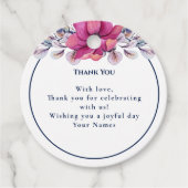 明るい赤紫色ピンクネイビー詳細エンクロージャQRコードRSVP フェイバータグ (正面)