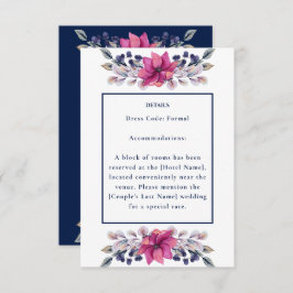 明るい赤紫色ピンクネイビー詳細エンクロージャQRコードRSVP 出欠カード