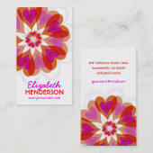 明るい赤紫色ピンクバレンタインフラワーラブハート モダン 名刺 (正面/裏面)