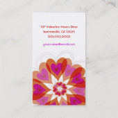 明るい赤紫色ピンクバレンタインフラワーラブハート モダン 名刺 (裏面)