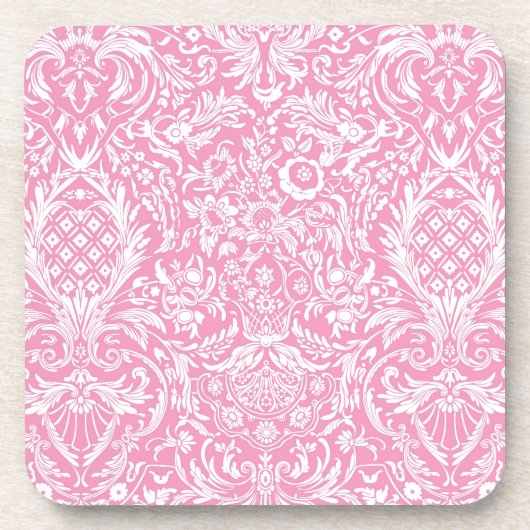 明るい赤紫色ピンクパイナップルビクトリアンヴィンテージダム コースター (正面)