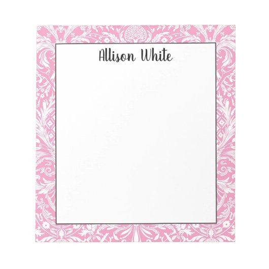 明るい赤紫色ピンクパイナップルビクトリアンヴィンテージダム ノートパッド (正面)