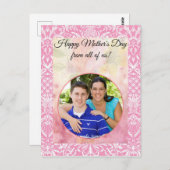 明るい赤紫色ピンクパイナップルビクトリアンヴィンテージダム ポストカード (正面/裏面)