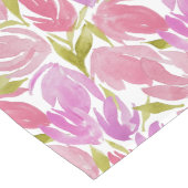 明るい赤紫色ピンクパープルウォーター色フローラ ロングテーブルランナー (コーナー)