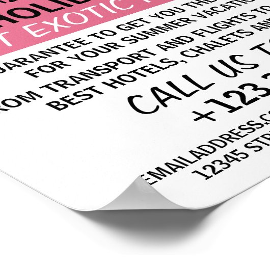 明るい赤紫色ピンクビーチヒトデ、旅行代理店の広告 ポスター (角)