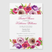 明るい赤紫色ピンクフローラガーデンアフタヌーンブライダルシャワー マグネット招待状 (正面)