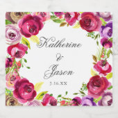 明るい赤紫色ピンクフローラシッパーソナライズされたク結婚ズ スパークリングワインラベル (シングルラベル)