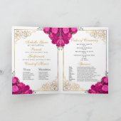 明るい赤紫色ピンクフローラティアラキンセアニェラプログラム 招待状 (内部)