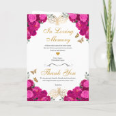 明るい赤紫色ピンクフローラティアラキンセアニェラプログラム 招待状 (裏面)