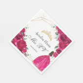 明るい赤紫色ピンクフローラプリンセスガウン金ゴールドキンセアニラ スタンダードランチョンナプキン (角)