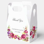 明るい赤紫色ピンクフローラロマンチックバラ庭園の結婚式 フェイバーボックス (オープン)