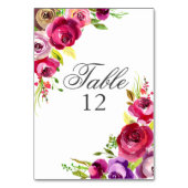 明るい赤紫色ピンクフローラロマンチック春庭園の結婚式 テーブルナンバー (正面)