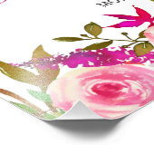 明るい赤紫色ピンクフローラ結婚の歓迎ポスター フォトプリント            (角)