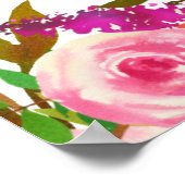 明るい赤紫色ピンクフローラ結婚の歓迎ポスター ポスター (角)