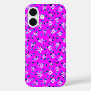 明るい赤紫色ピンクフローラ花4ソフィア iPhone 16ケース