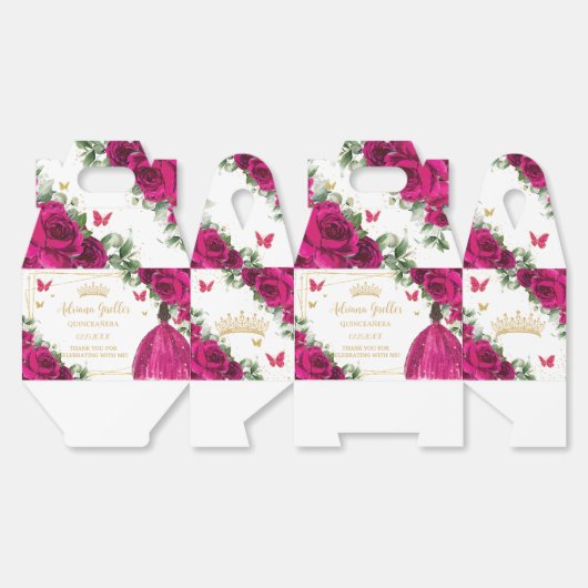 明るい赤紫色ピンクフローラ誕生日キンセアニラ16 15 フェイバーボックス (見開き)