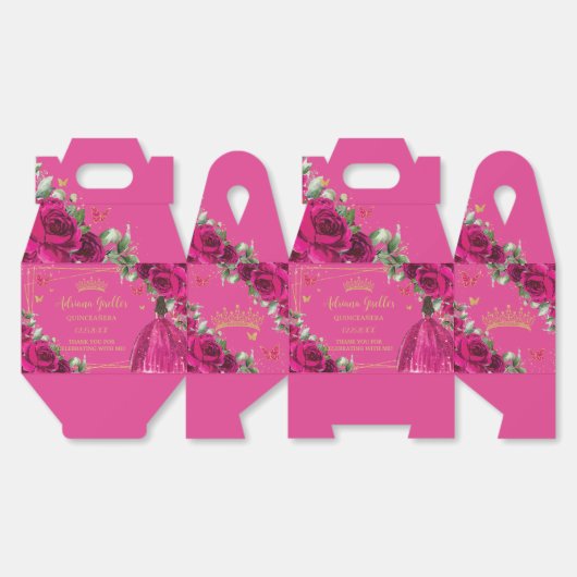 明るい赤紫色ピンクフローラ誕生日キンセアニラ16 XV フェイバーボックス (見開き)