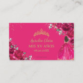 明るい赤紫色ピンクフローラ金ゴールドキンセエーニャQRコード エンクロージャーカード (裏面)
