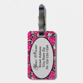 明るい赤紫色ピンクブラックグレーパリジャンダマスモノグラム ラゲッジタグ (裏面縦)