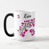 明るい赤紫色ピンクブーゲンビレアパーソナライズドマグカップ モーフィングマグカップ (左)