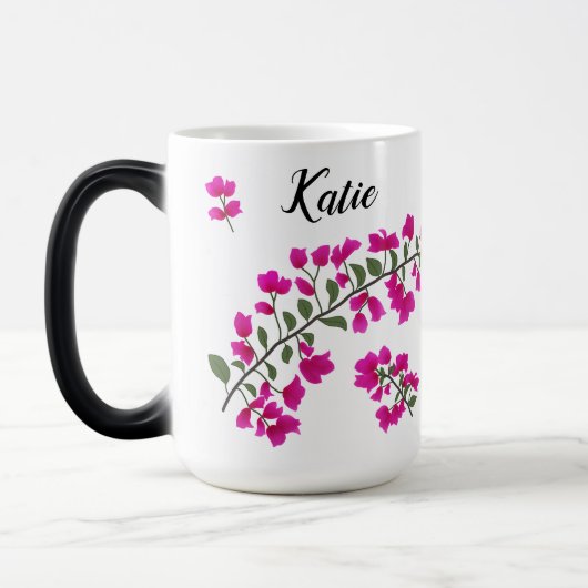 明るい赤紫色ピンクブーゲンビレアパーソナライズドマグカップ モーフィングマグカップ (左)